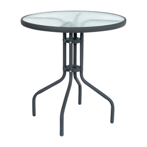 Τραπέζι μεταλλικό στρογγυλό Φ60Χ71 εκ. ανθρακί με τζάμι ασφαλείας - HP 01.02.0795
