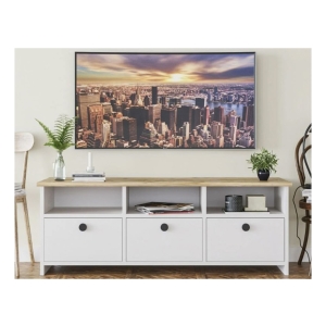 Έπιπλο τηλεόρασης μελαμίνης 120Χ30Χ45 εκ. με 3 ντουλάπια Λευκό Sonoma - HP 07.01.0893