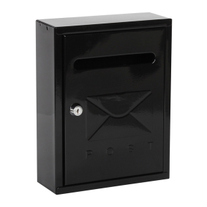 Γραμματοκιβώτιο μεταλλικό 20Χ7,5Χ26 εκ. μαύρο με κλειδαριά και ανάγλυφο σχέδιο - KESKOR 41253