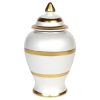 Διακοσμητικό κεραμικό με καπάκι Φ17Χ30 εκ. λευκό χρυσό - KESKOR 78364