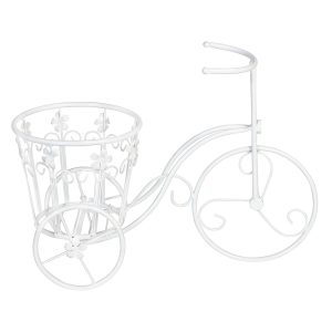 Ζαρντινιέρα μεταλλική 46Χ19Χ33 εκ. ποδήλατο λευκό - KESKOR 2046-2