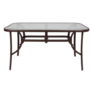 Τραπέζι μεταλλικό 150Χ90Χ70 εκ. χρ. καφέ με τζάμι ασφαλείας - HP 01.02.0814