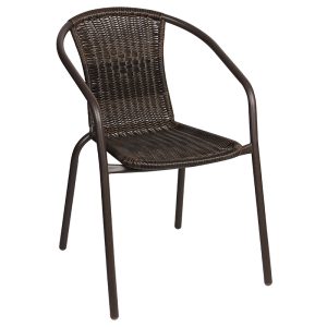 Καρέκλα μεταλλικήv 52Χ42Χ77 εκ. LYDIA καφέ με Rattan - HP 01.02.0683
