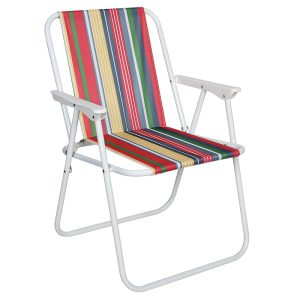 Καρέκλα παραλίας μεταλλική πτυσσόμενη ριγέ – KESKOR 04743-14