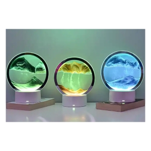 Διακοσμητικό επιτραπέζιο 3D ILLUSION Φ16Χ19 εκ. με φωτισμό LED RGB και κινούμενη άμμο Πράσινη - KESKOR 77292-6