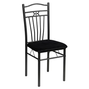 Καρέκλα μεταλλική 39Χ39Χ89 εκ. με επένδυση από βελουτέ ύφασμα μαύρο - KESKOR 812105