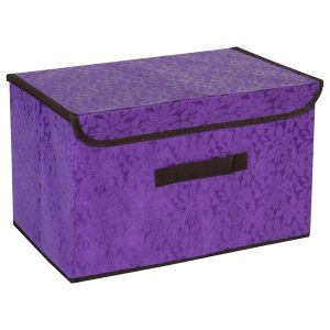 Κουτί αποθήκευσης πτυσσόμενο 38Χ24Χ24 εκ. σκούρο μωβ με ανάγλυφο σχέδιο - KESKOR 57946-3