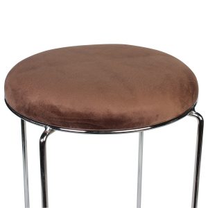 Σκαμπό μεταλλικό Φ36Χ47 εκ. με κάθισμα από βελουτέ ύφασμα καφέ - KESKOR 120253
