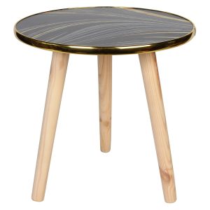 Τραπέζι σαλονιού βοηθητικό ξύλινο Φ35Χ34 εκ. με ντεκόρ - KESKOR 46605-3