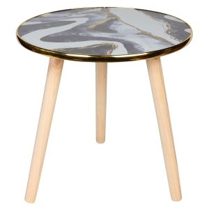 Τραπέζι σαλονιού βοηθητικό ξύλινο Φ40Χ39 εκ. με ντεκόρ - KESKOR 46607-2