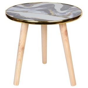Τραπέζι σαλονιού βοηθητικό ξύλινο Φ35Χ34 εκ. με ντεκόρ - KESKOR 46607-3