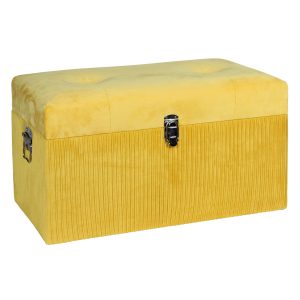 Μπαούλο ξύλινο 55Χ30Χ31 εκ. με υφασμάτινη επένδυση κίτρινο - KESKOR 52203-3
