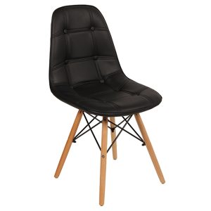 Καρέκλα με ξύλινα πόδια 44Χ44Χ84 εκ. και μονοκόμματο κάθισμα PU λευκό - KESKOR 102-0224
