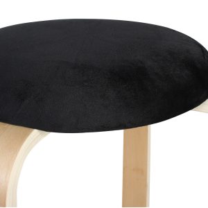 Σκαμπό ξύλινο Φ30Χ48 εκ. με υφασμάτινο κάθισμα βελουτέ μαύρο - KESKOR 118732