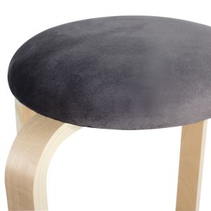 Σκαμπό ξύλινο Φ30Χ48 εκ. με υφασμάτινο κάθισμα βελουτέ γκρι - KESKOR 118733