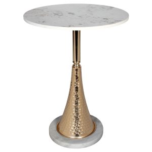Τραπέζι σαλονιού μεταλλικό Φ40Χ56 εκ. χρυσό με κεραμική επιφάνεια - KESKOR 30901