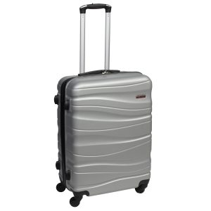 Βαλίτσα – Τρόλεϊ πλαστική ABS μεσαία 44Χ25Χ65 εκ. Ασημί - KESKOR 08923-2