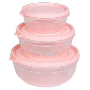 Δοχεία φαγητού πλαστικά τεμ. 3 ροζ - HP 07.16.0025