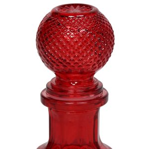 Μποτίλια - καράφα γυάλινη στρογγυλή με πώμα 250 ml Φ8,5Χ17,5 εκ. κόκκινο - KESKOR 4008-80