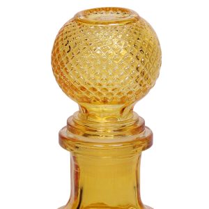 Μποτίλια - καράφα γυάλινη στρογγυλή με πώμα 250 ml Φ8,5Χ17,5 εκ. κίτρινο - KESKOR 4008-83